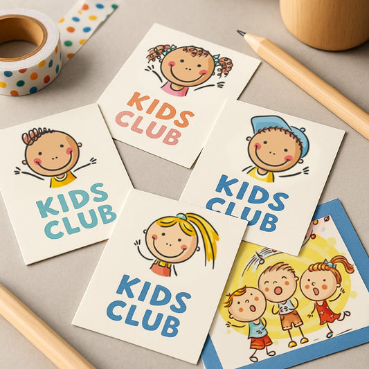 Cute kids cartoons for cards and invitations