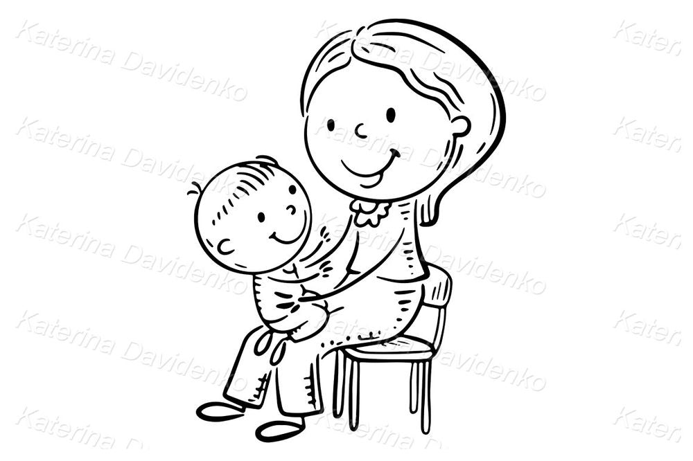 Mother and Child Bonding – Cute Family Clipart for Early Learning
