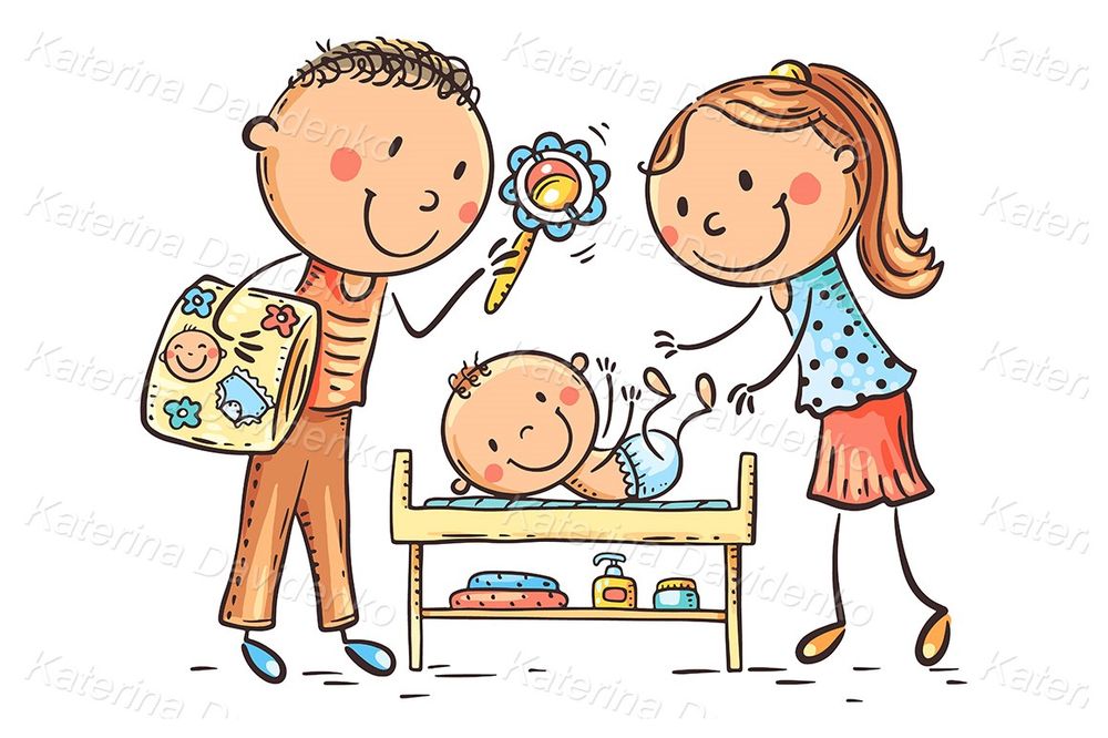 New Parents and Baby Clipart – Cute Cartoon for Nursery Projects