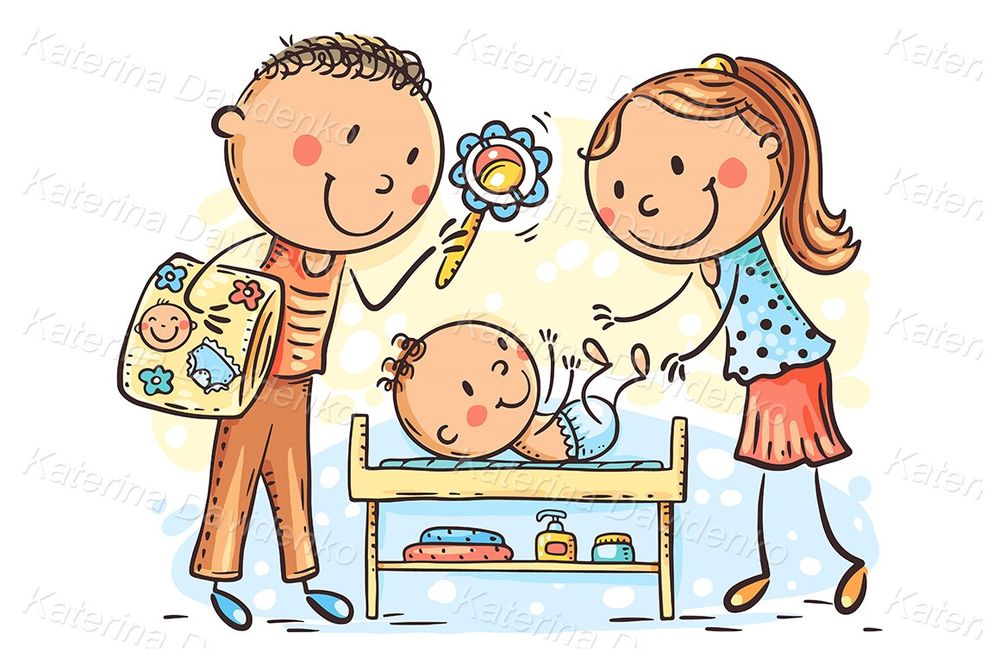 New Parents and Baby Clipart – Cute Cartoon for Nursery Projects