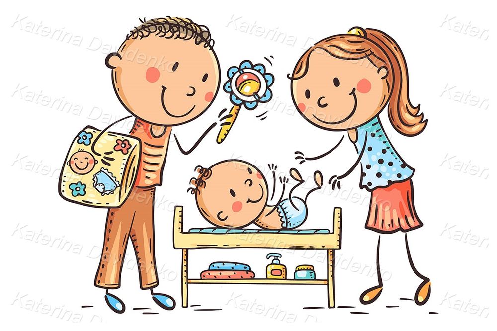 New Parents and Baby Clipart – Cute Cartoon for Nursery Projects