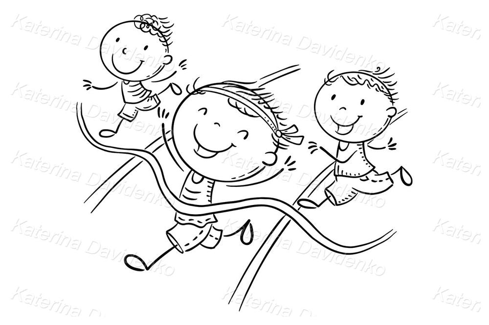 Running Kids Clipart – Fun Cartoon Track Race for Planners & Worksheets