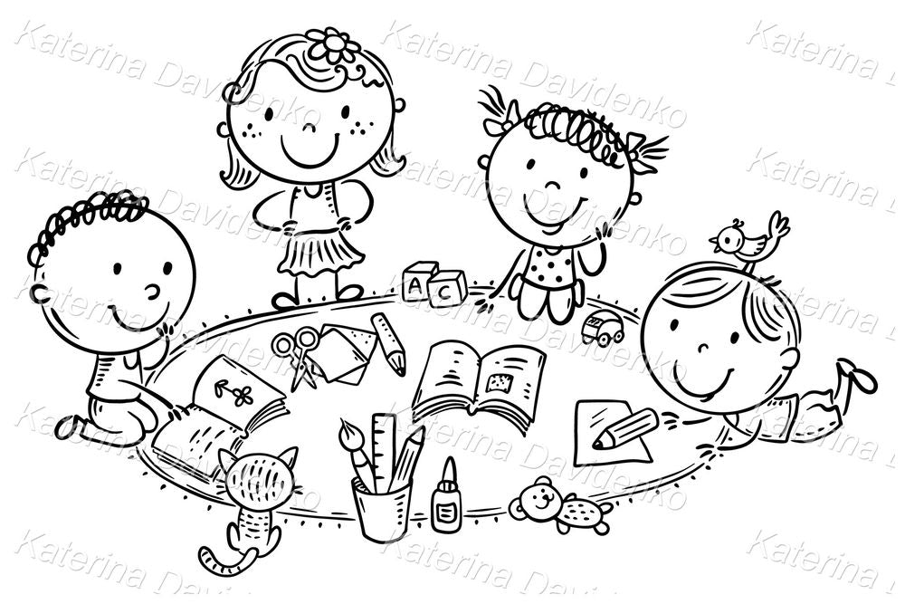 Creative Preschool Kids Clipart – Cute Art & Learning SVG Illustration