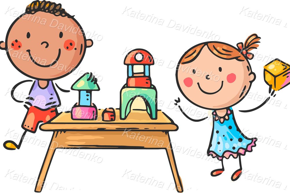 Preschool Kids Playing Clipart – Cute Vector Art for Learning Use