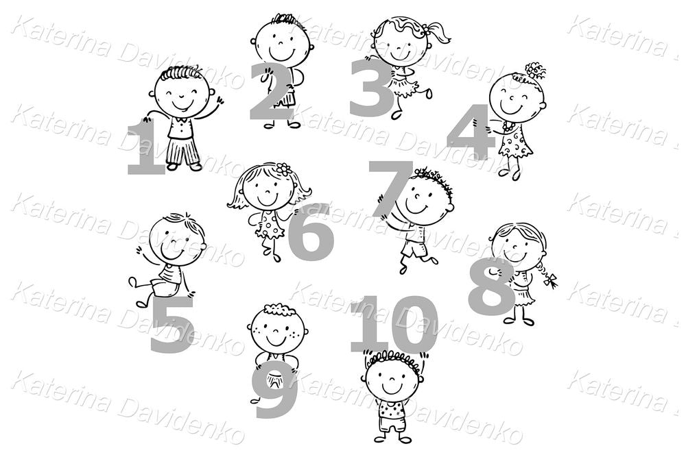Numbers 1 to 10 with Diverse Kids – Educational Resources, Preschool Worksheets, Printable Learning Poster for Children