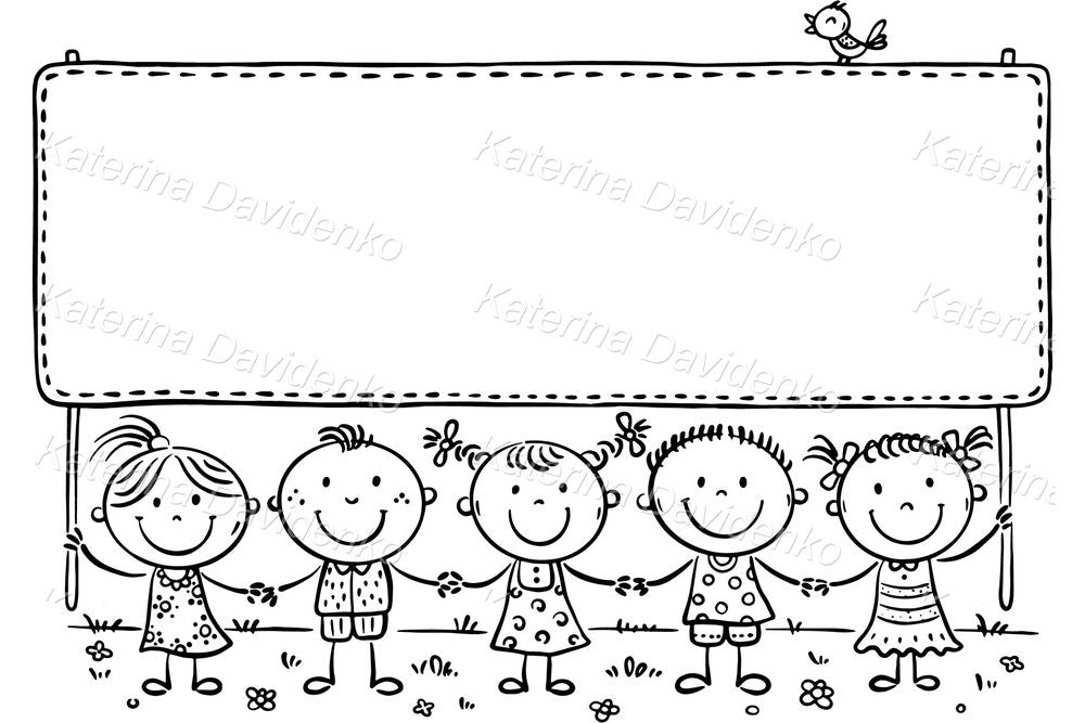 Editable Kids Banner Clipart – Cute Cartoon PNG for Labels & Posters