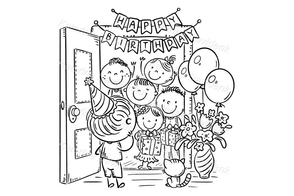 Birthday Party Kids Clipart – Cute Cartoon PNG for Party Decor & Cards