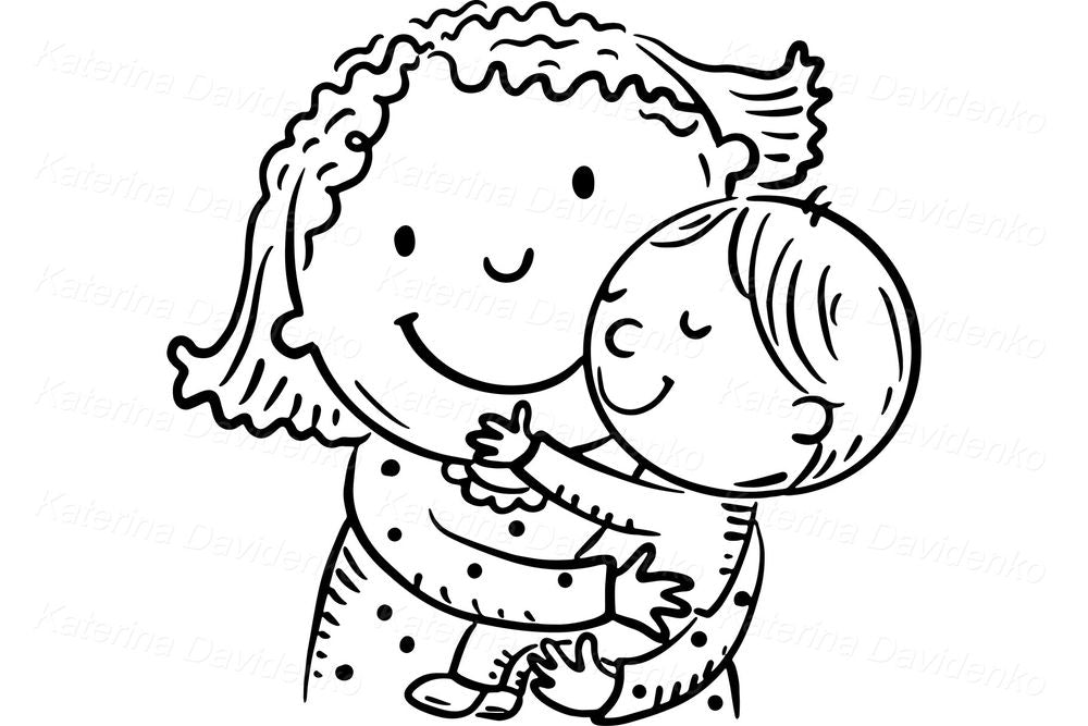 Nursery Mom and Child Clipart Set – Cute Vector for Printables PNG