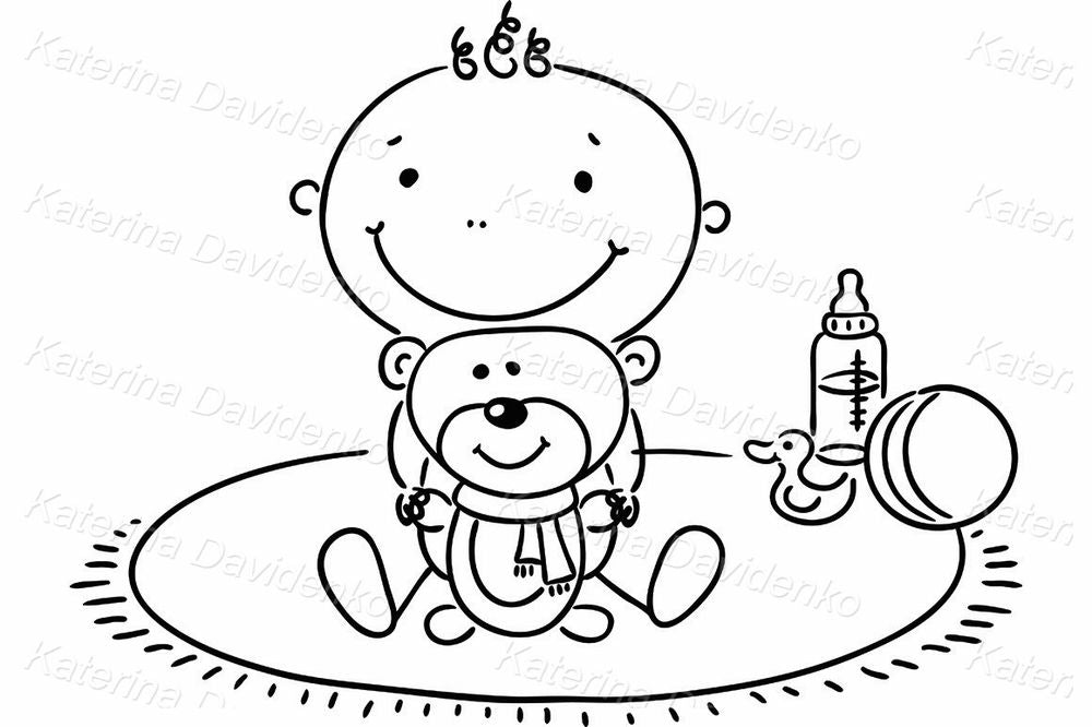 Cute Baby with Teddy Bear Clipart