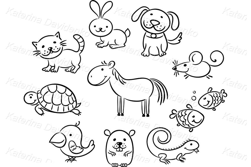 Cute Animal Vector Clipart Set – Pets, Farm & Zoo Animals for Kids
