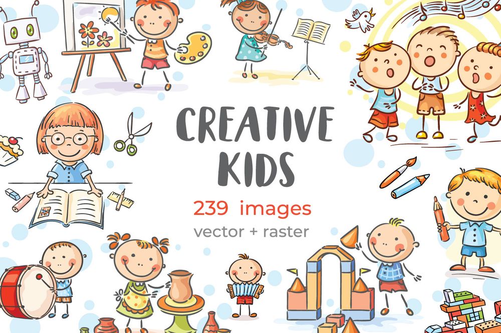 Creative kids clipart bundle