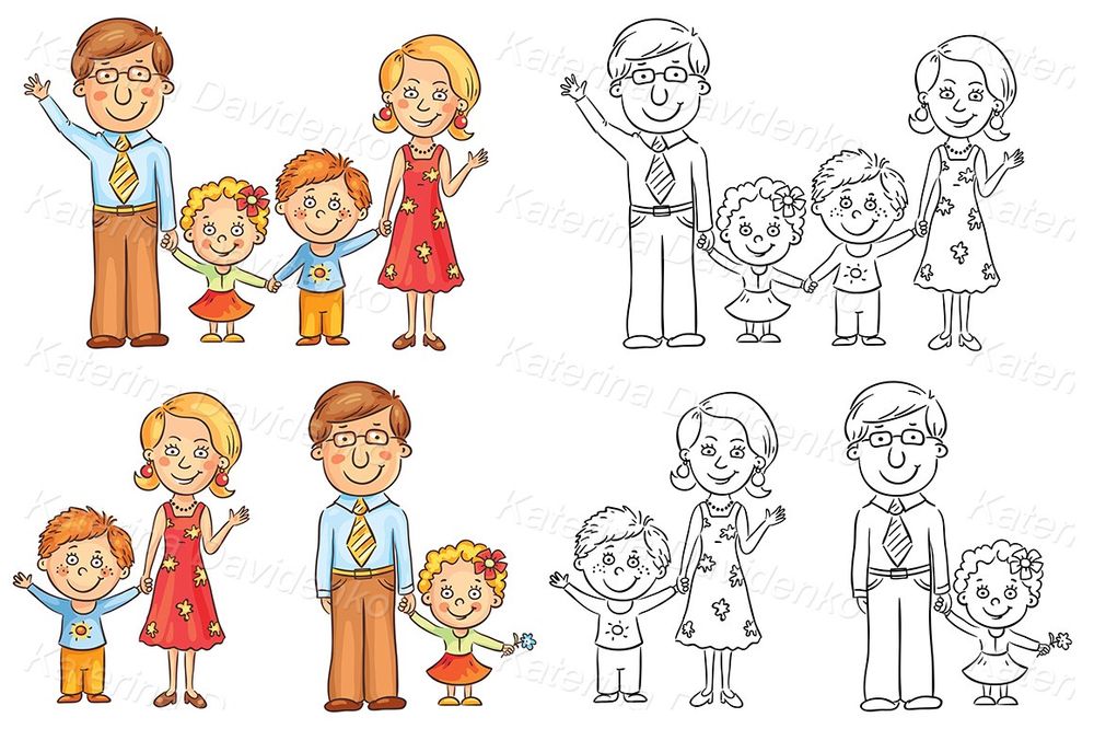 Family Portrait Clipart – Cute Cartoon People for Projects