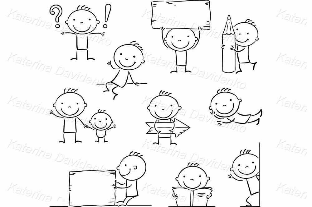 Cartoon Character Clipart Set – Educational Kids Illustrations