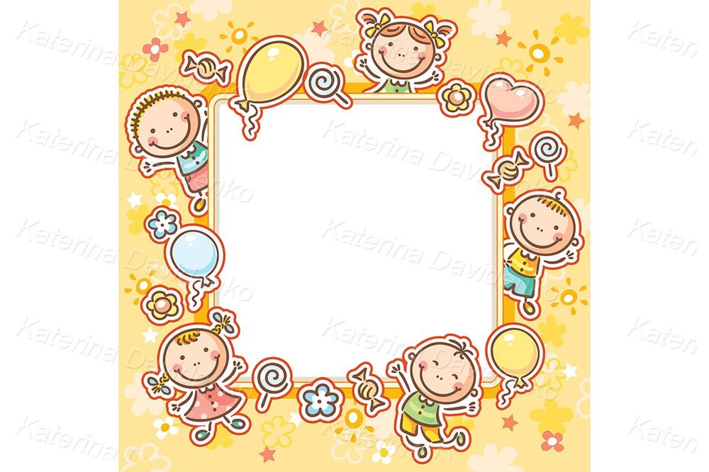 Kids frame with sweets and balloons clipart