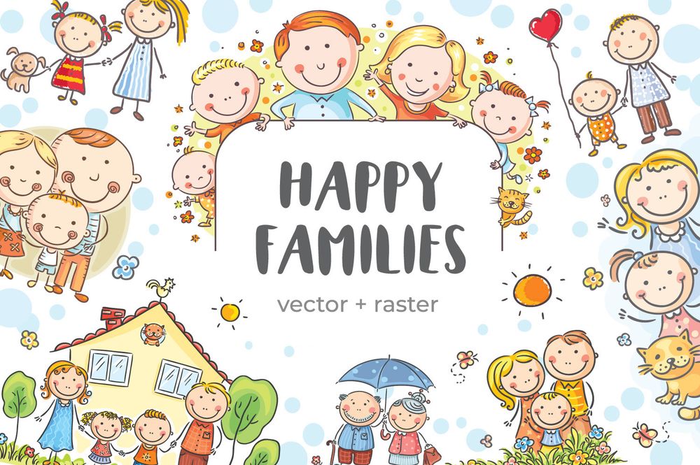 Happy families clipart bundle