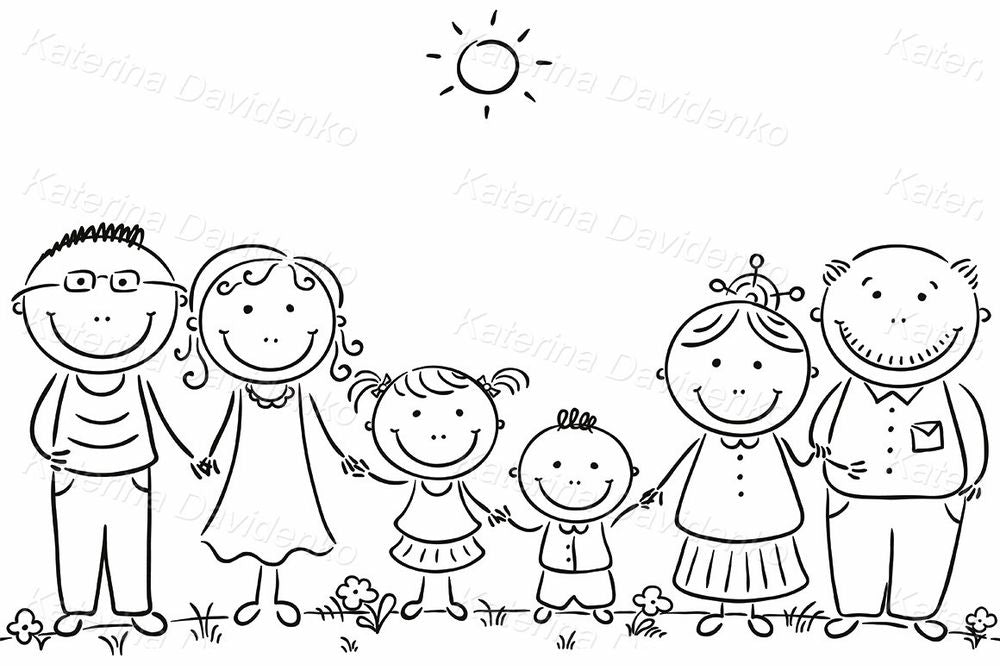 Family Generations Clipart – Cute Cartoon Vector Illustration
