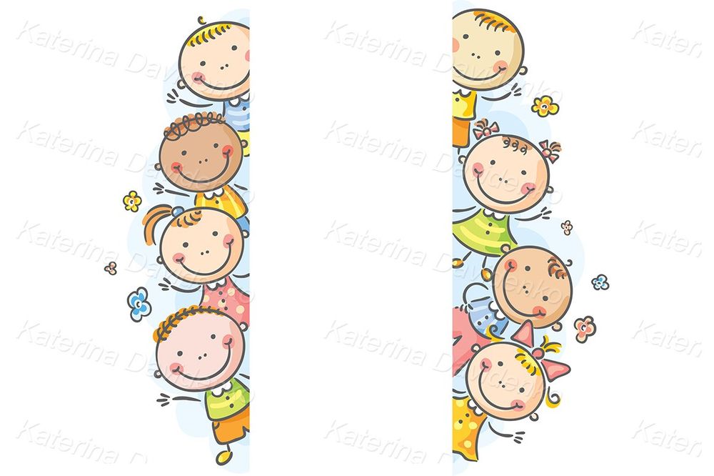 Frame or borders with kids peeping out clipart