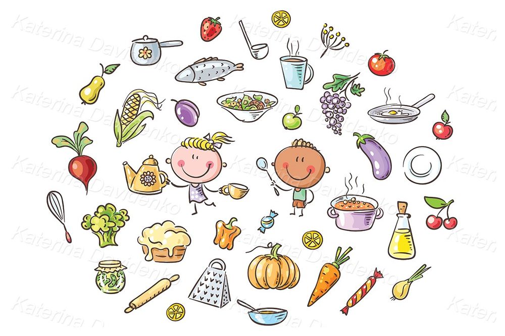 Kids Clipart Cooking Food Set
