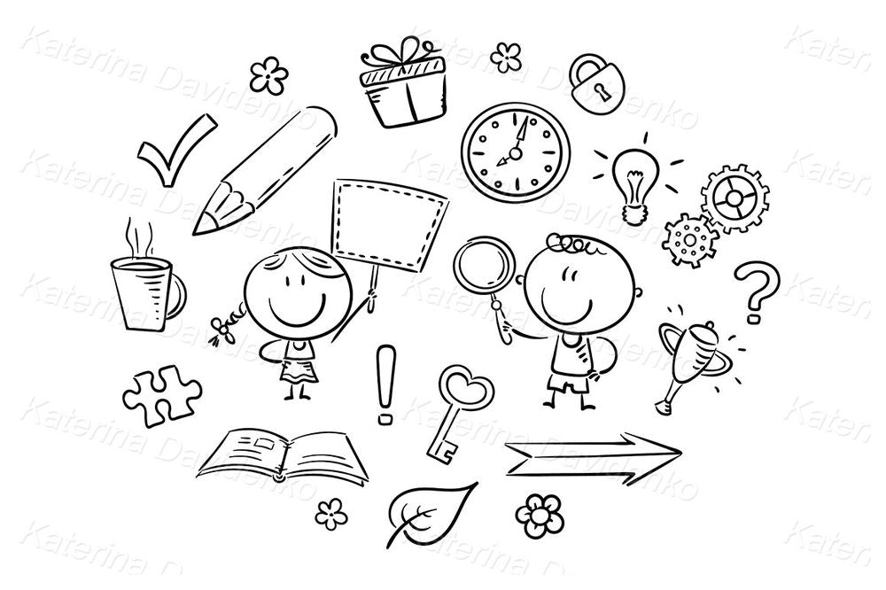 Learning Tools Clipart – Kids Education Vector Illustration