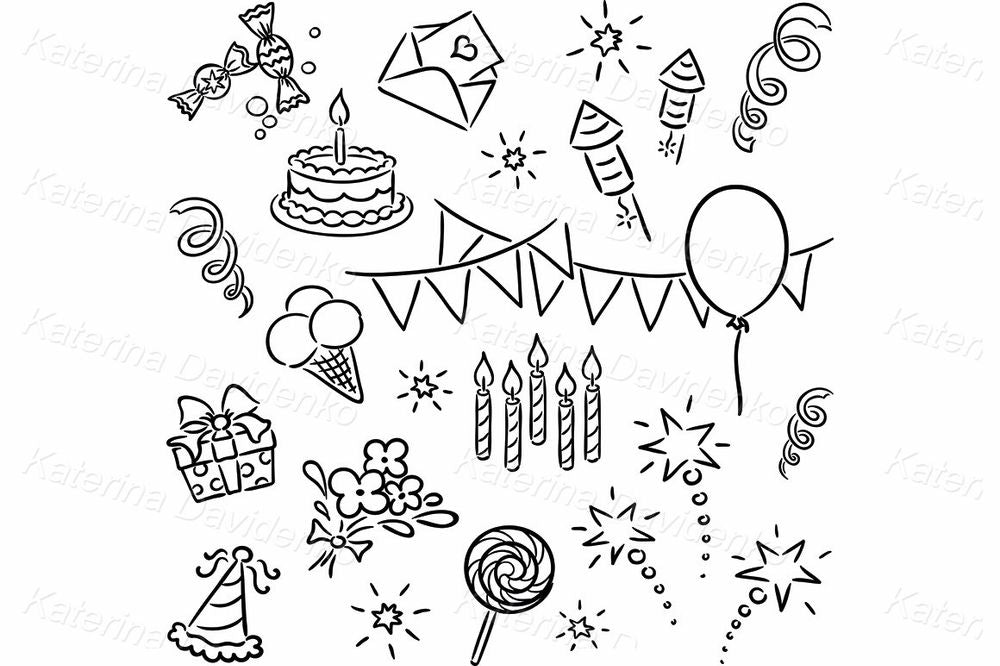 Birthday Party Elements Clipart Set – Celebration Vector Illustration
