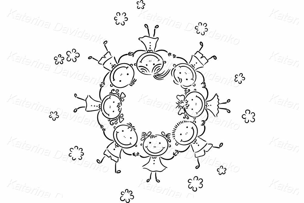 Kids Holding Hands Circle – Friendship Cartoon Clipart