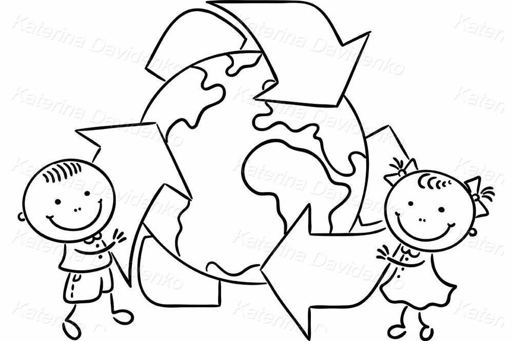 Earth Day Kids Clipart – Recycle and Planet Awareness Illustration