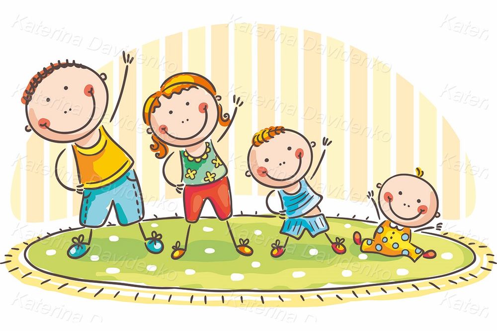 Family doing morning exercises vector art