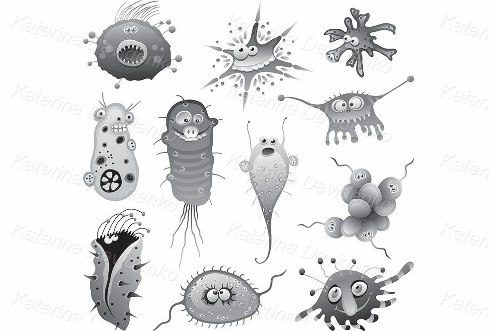 Funny Germs and Bacteria Clipart – Colorful Microbes Cartoon Set