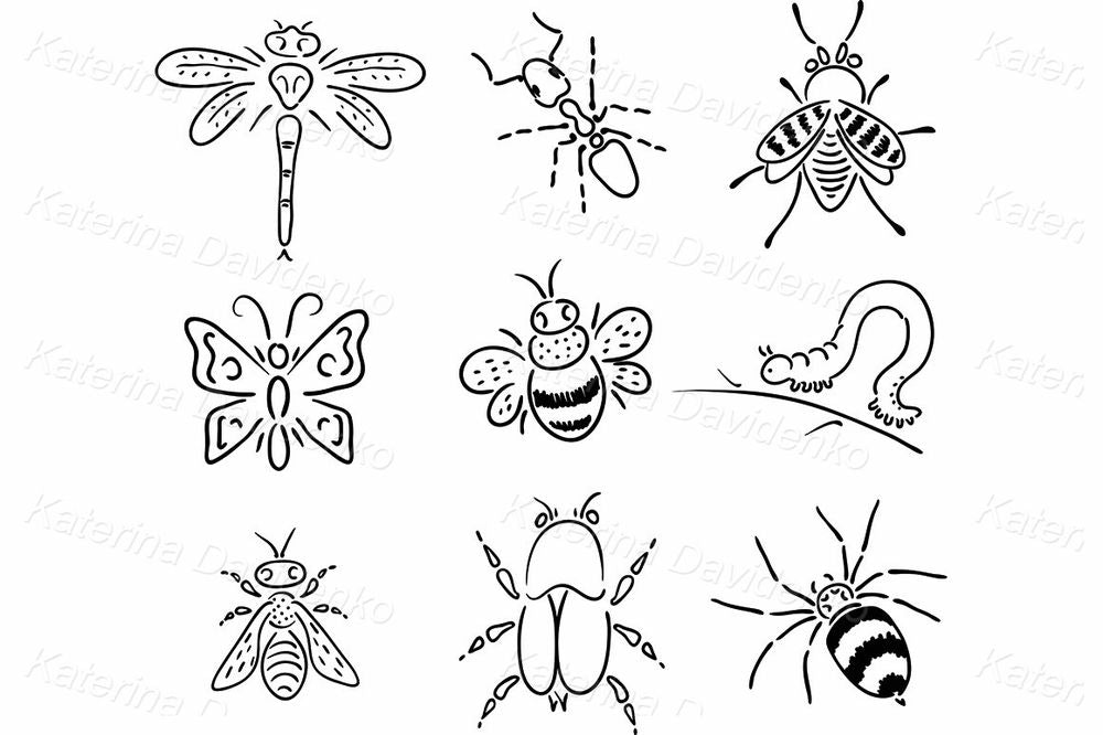 Cute Insects Clipart Collection – Butterfly, Bee, Ant, Spider Vector