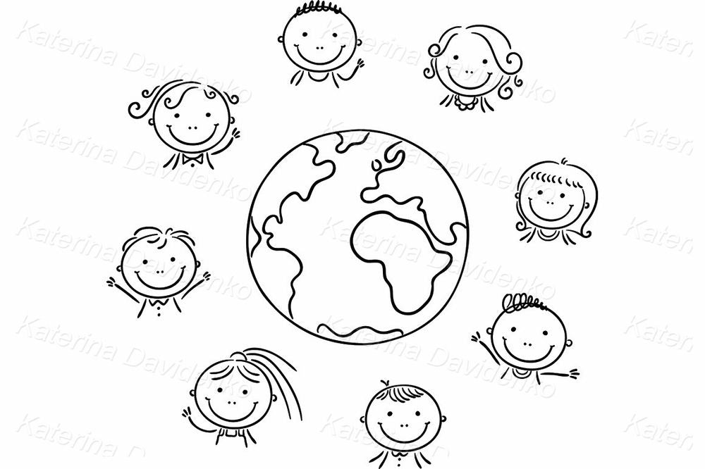 Global Communication, World Kids Connection – Cartoon Globe Vector Clipart
