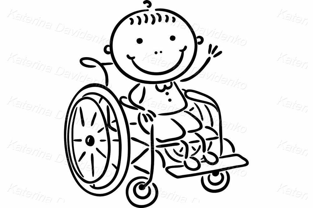 Happy Boy in Wheelchair – Kids Cartoon Vector Clipart