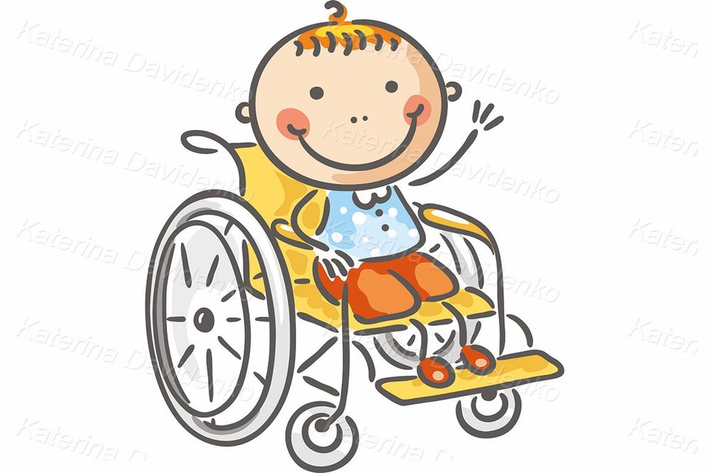 Friendly boy in a wheelchair clipart