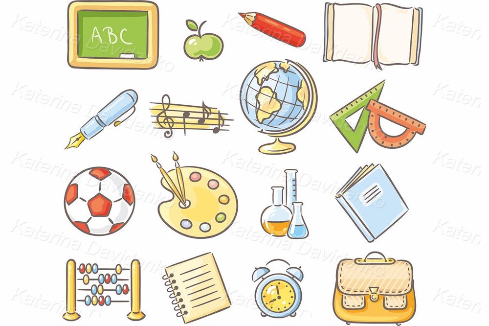 Set of school supplies, vector clipart