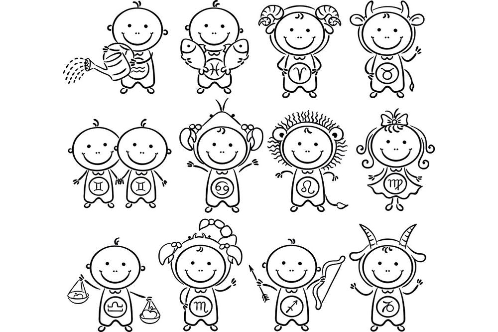 Zodiac Signs Clipart Set – Cute Horoscope Baby Cartoon