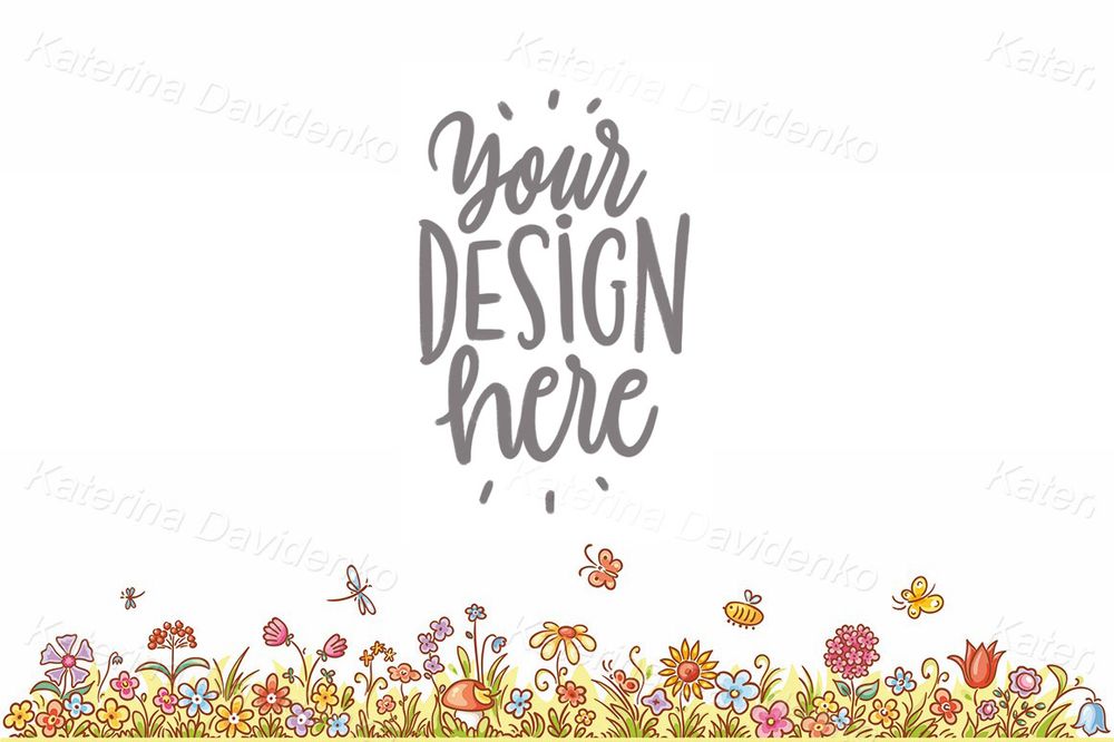 Horizontal flower border vector clipart
