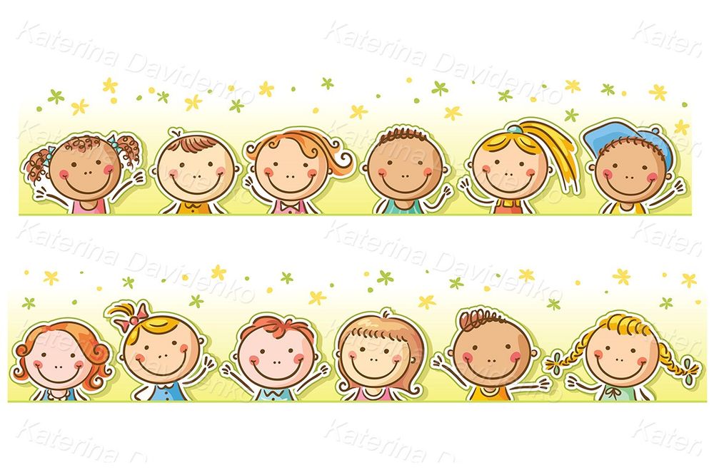 Border with happy cartoon kids vector frame clipart