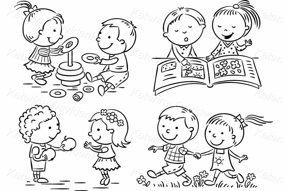 Preschool Kids Playing Clipart – Learning, Sharing & Running