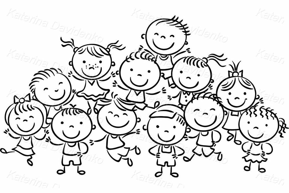 Group of Happy Kids – Diverse Children Cartoon Clipart