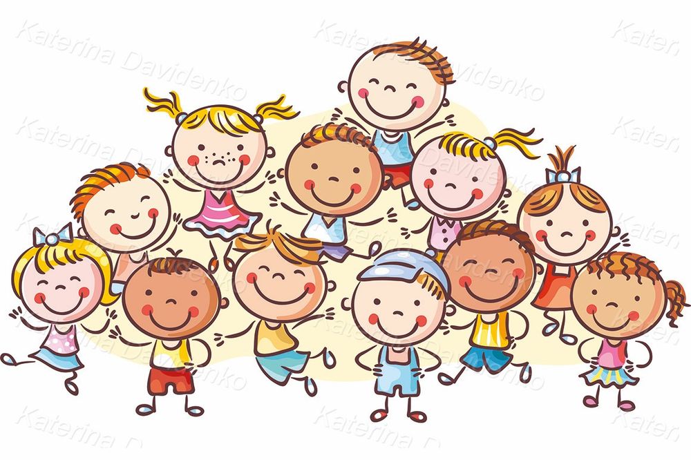 Group of doodle children vector clipart