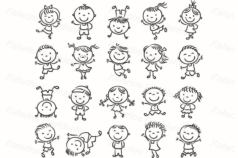 Many Happy Kids Clipart Set – Diverse Children Playing