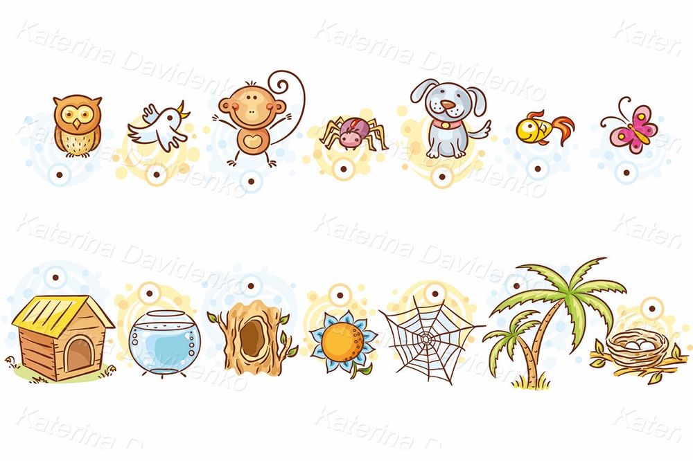 Animal Homes Clipart – Cute Cartoon Matching Set