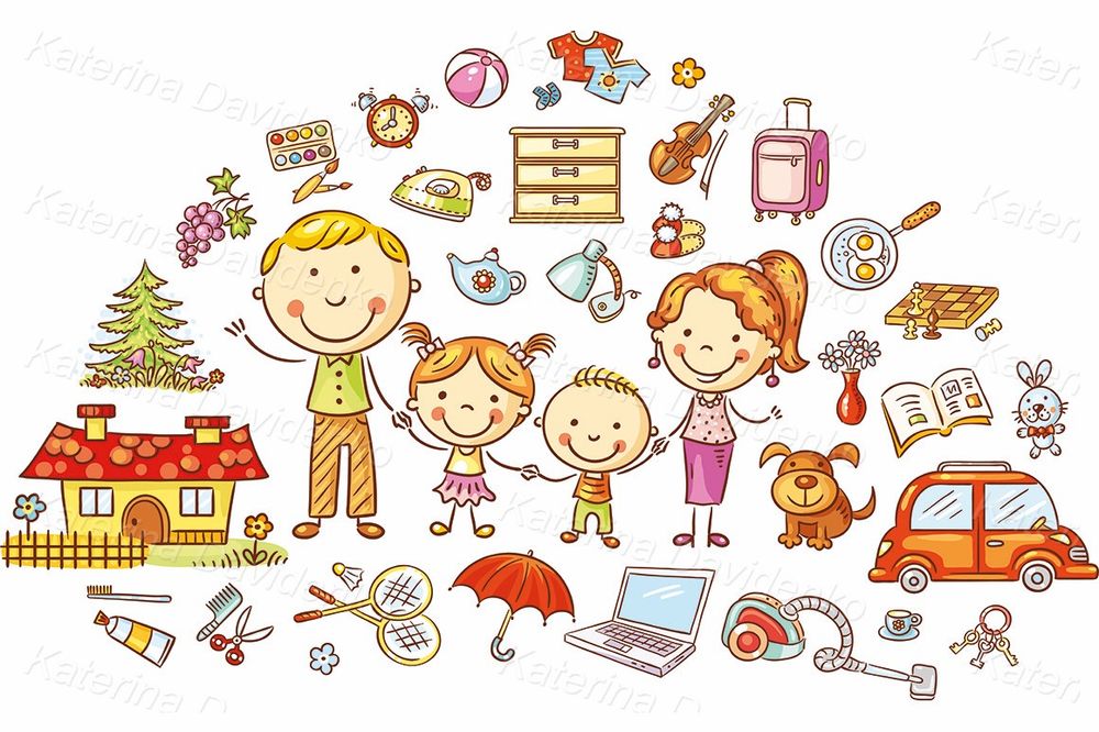 Family life clipart. Vector illustration for download