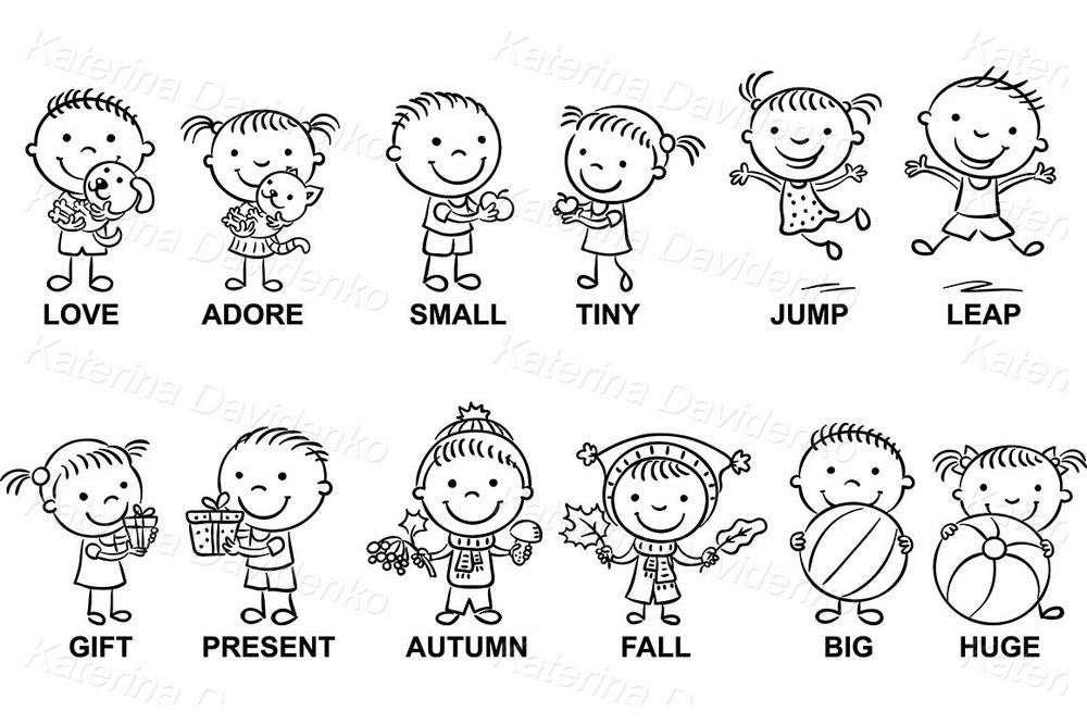 Synonyms and Vocabulary for Kids – Cute Cartoon Clipart