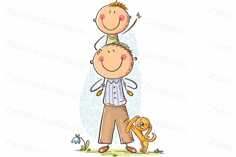 Father and son doodle clipart