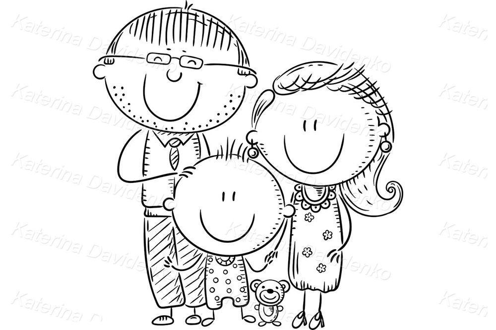 Happy Family Clipart – Cute Parents and Child Illustration
