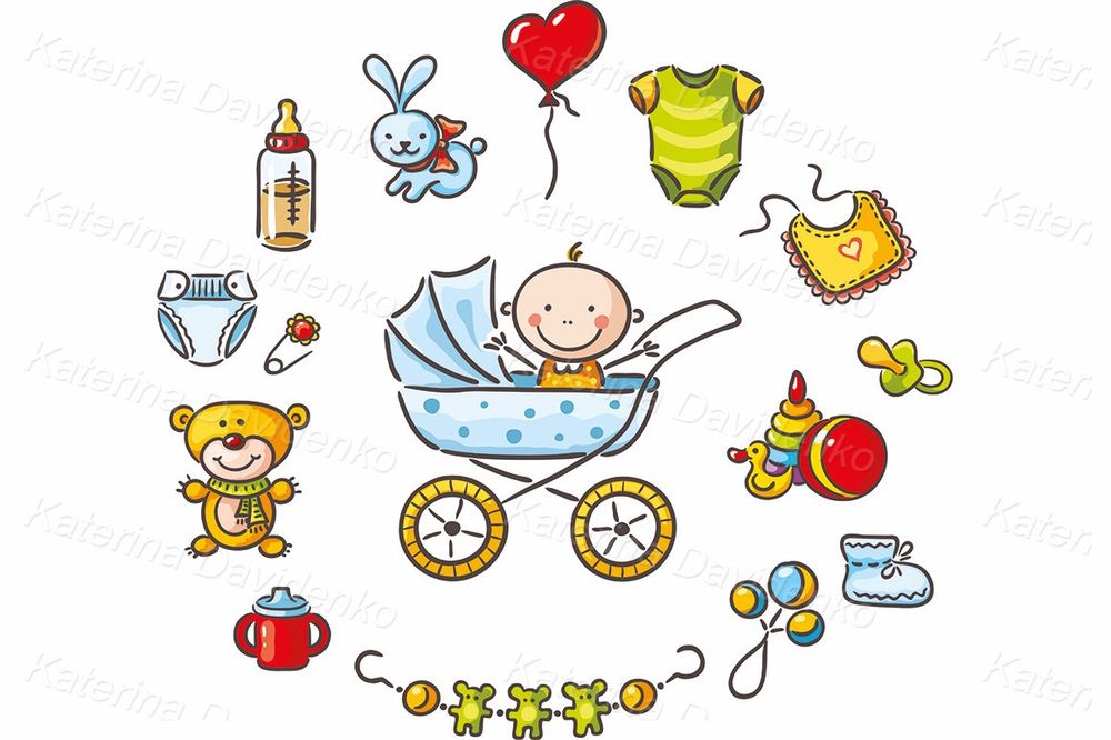 Baby vector clipart set