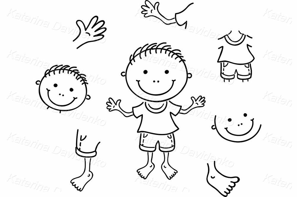 Learning Visual - Boy Character Clipart – Naming Body Parts