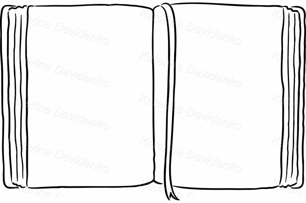 Open Book Clipart – Blank Pages with Bookmark Illustration