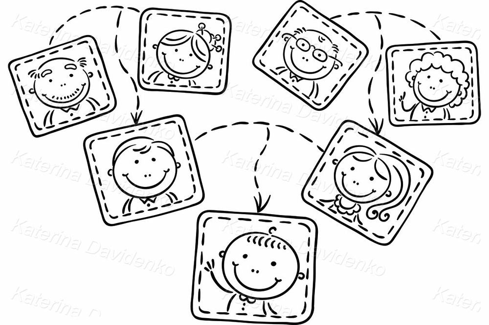 Cute Family Tree Clipart – Hand-Drawn Cartoon Style