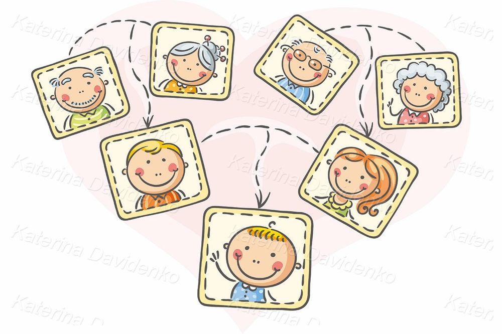 Family tree in pictures cartoon clipart